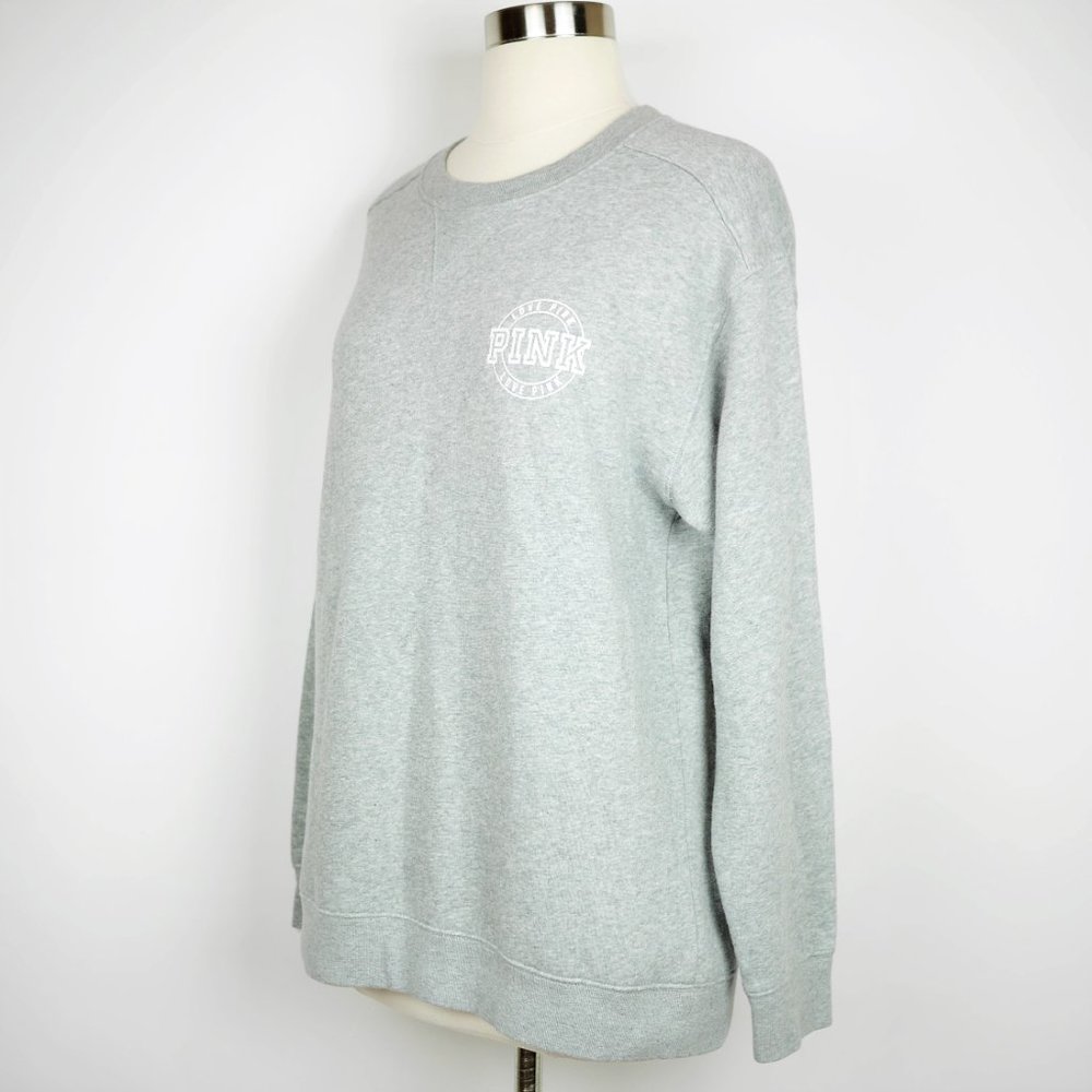 Pink Vs Gray Solid Logo Long Sleeve Sweatshirt - image 3
